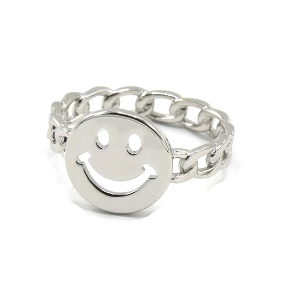 happy Face  Ring Positive Minimalist Jewelry Smile Ring for Women - Picture 1 of 5